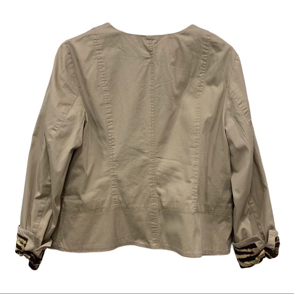 Chico's‎ lightweight jacket top animal print lining Size L (2) Utility Chore - Picture 6 of 8